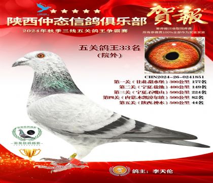 院外五關鴿王33名