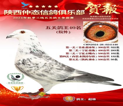 院外五關鴿王40名