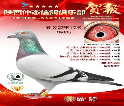 院內(nèi)五關(guān)鴿王17名
