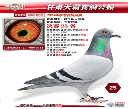 甘肅天霸決賽25名