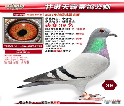 甘肅天霸決賽39名
