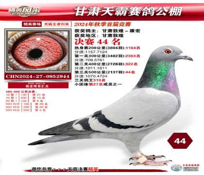 甘肅天霸決賽44名