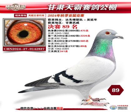甘肅天霸決賽89名
