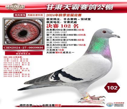 甘肅天霸決賽102名