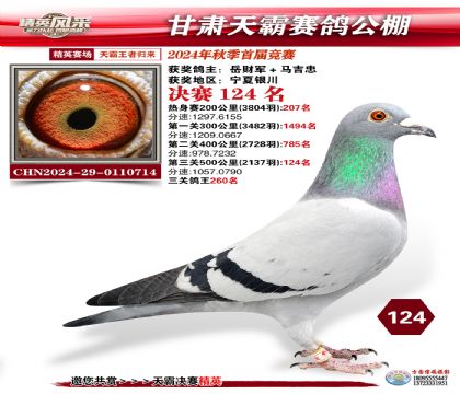 甘肅天霸決賽124名