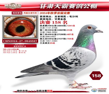 甘肅天霸決賽158名