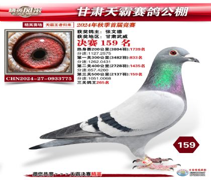 甘肅天霸決賽159名