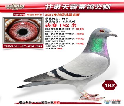 甘肅天霸決賽182名