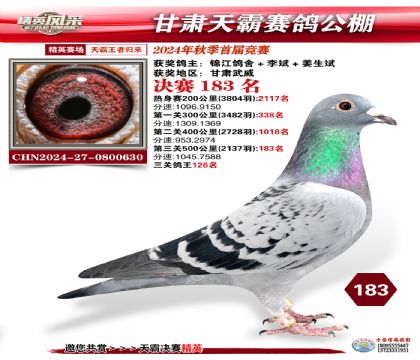 甘肅天霸決賽183名