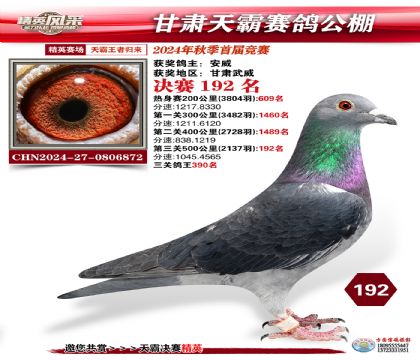 甘肅天霸決賽192名
