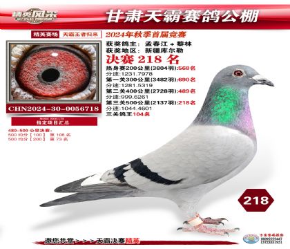 甘肅天霸決賽218名