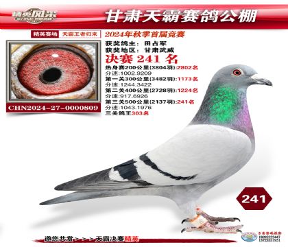 甘肅天霸決賽241名