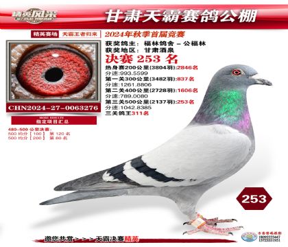甘肅天霸決賽253名