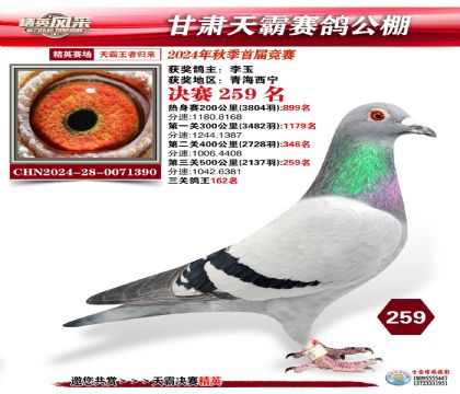 甘肅天霸決賽259名
