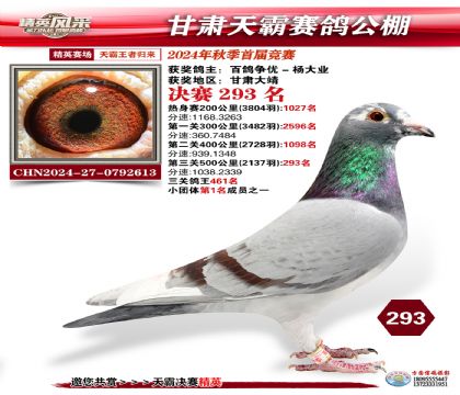甘肅天霸決賽293名