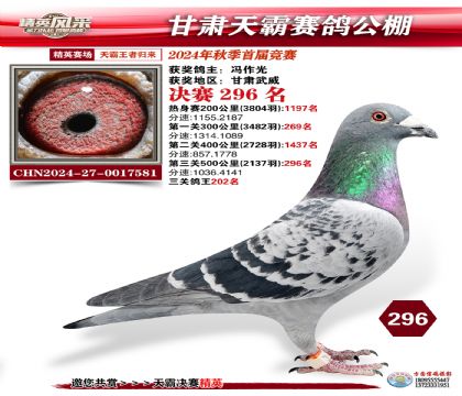 甘肅天霸決賽296名