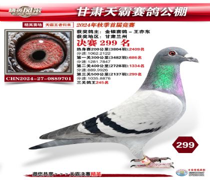 甘肅天霸決賽299名