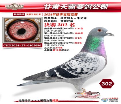 甘肅天霸決賽302名