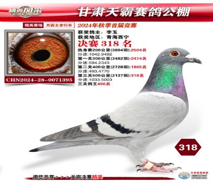 甘肅天霸決賽318名