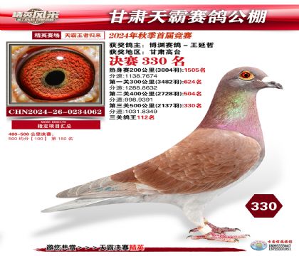 甘肅天霸決賽330名