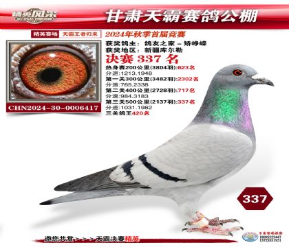 甘肅天霸決賽337名