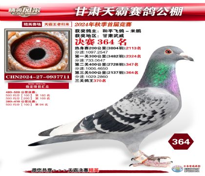 甘肅天霸決賽364名