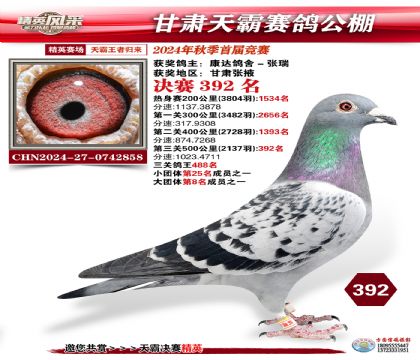 甘肅天霸決賽392名