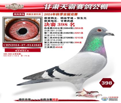 甘肅天霸決賽398名
