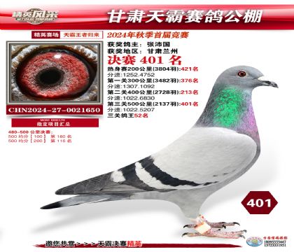 甘肅天霸決賽401名