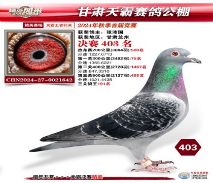 甘肅天霸決賽403名