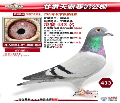 甘肅天霸決賽433名