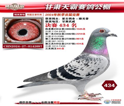 甘肅天霸決賽434名