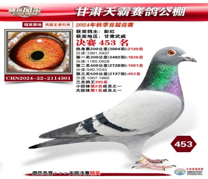 甘肅天霸決賽453名