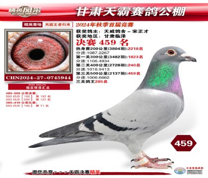 甘肅天霸決賽459名