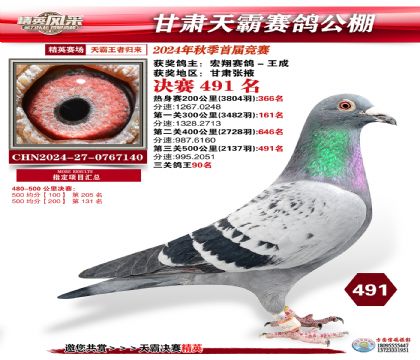 甘肅天霸決賽491名