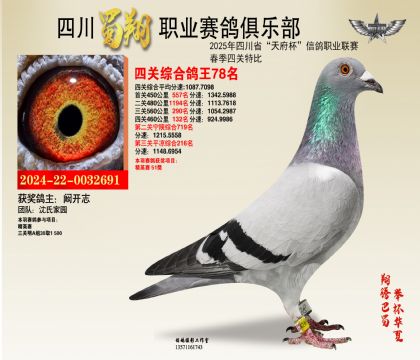 四川蜀翔四關(guān)鴿王78名