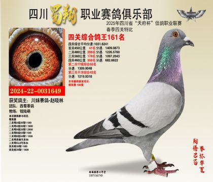 四川蜀翔四關(guān)鴿王161名