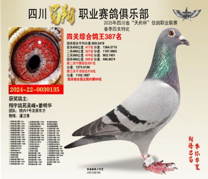 四川蜀翔四關(guān)鴿王387名