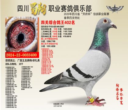 四川蜀翔四關(guān)鴿王402名