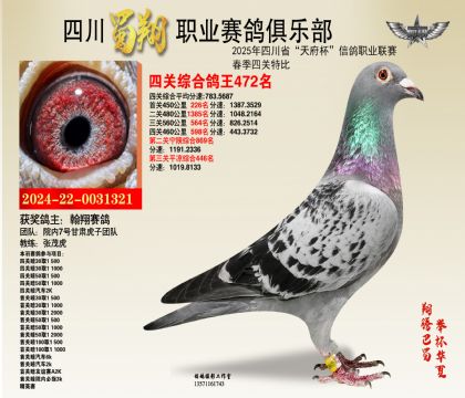 四川蜀翔四關鴿王472名