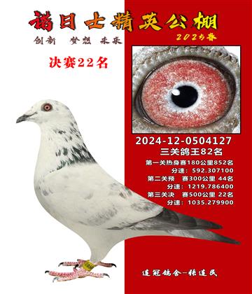 諾日士賽鴿2025春賽決賽22名