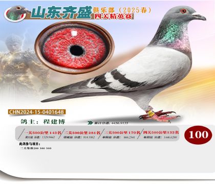 四關(guān)鴿王精英賽100名