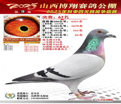 山西博翔决赛62名(双关鸽王9名)