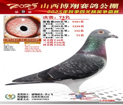 山西博翔决赛73名(双关鸽王10名)