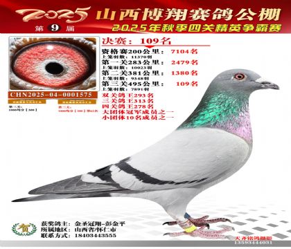 山西博翔决赛109名