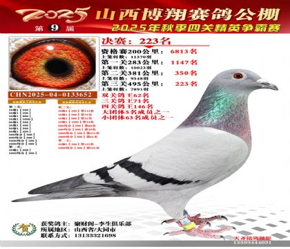 山西博翔决赛223名