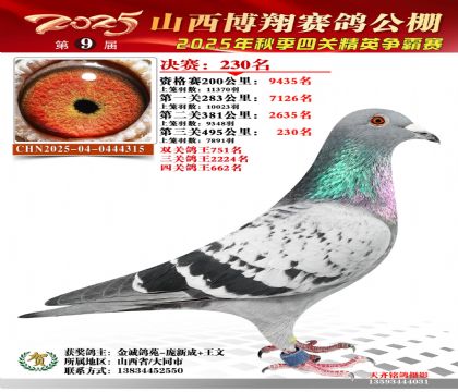 山西博翔决赛230名