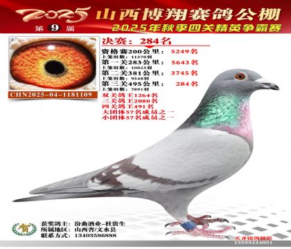 山西博翔决赛284名