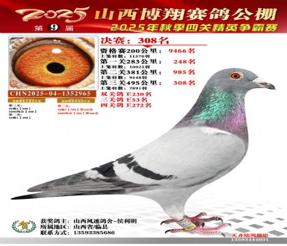 山西博翔决赛308名