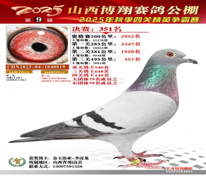 山西博翔决赛351名